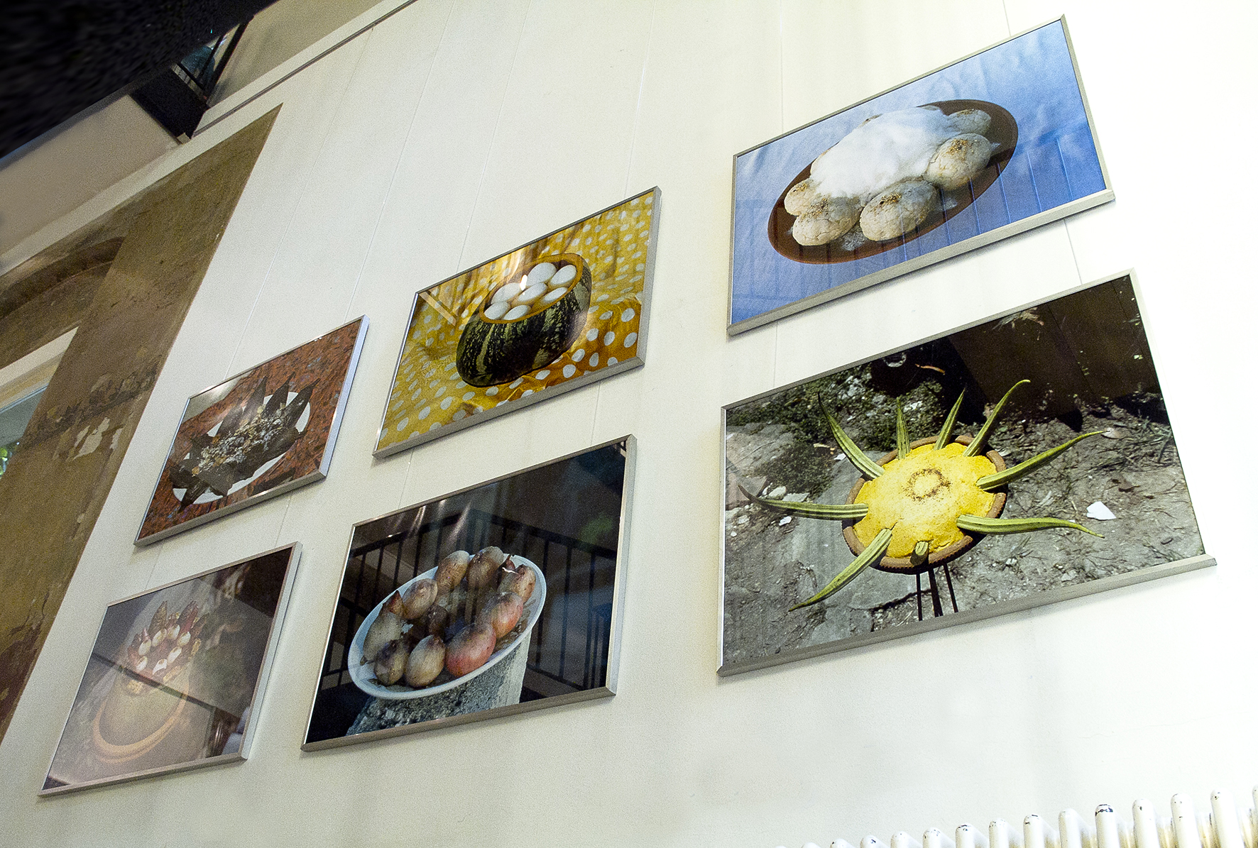 View of the photographic series Dishes for the Dead, as part of Spiritual Revolutions and The “Scramble for Africa”, in Ballhaus Naunynstrasse, Berlin, Germany, 2014
