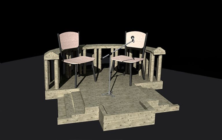 3D model of the wood platform, an expanded sculpture project as a part of the project Túmbenlo